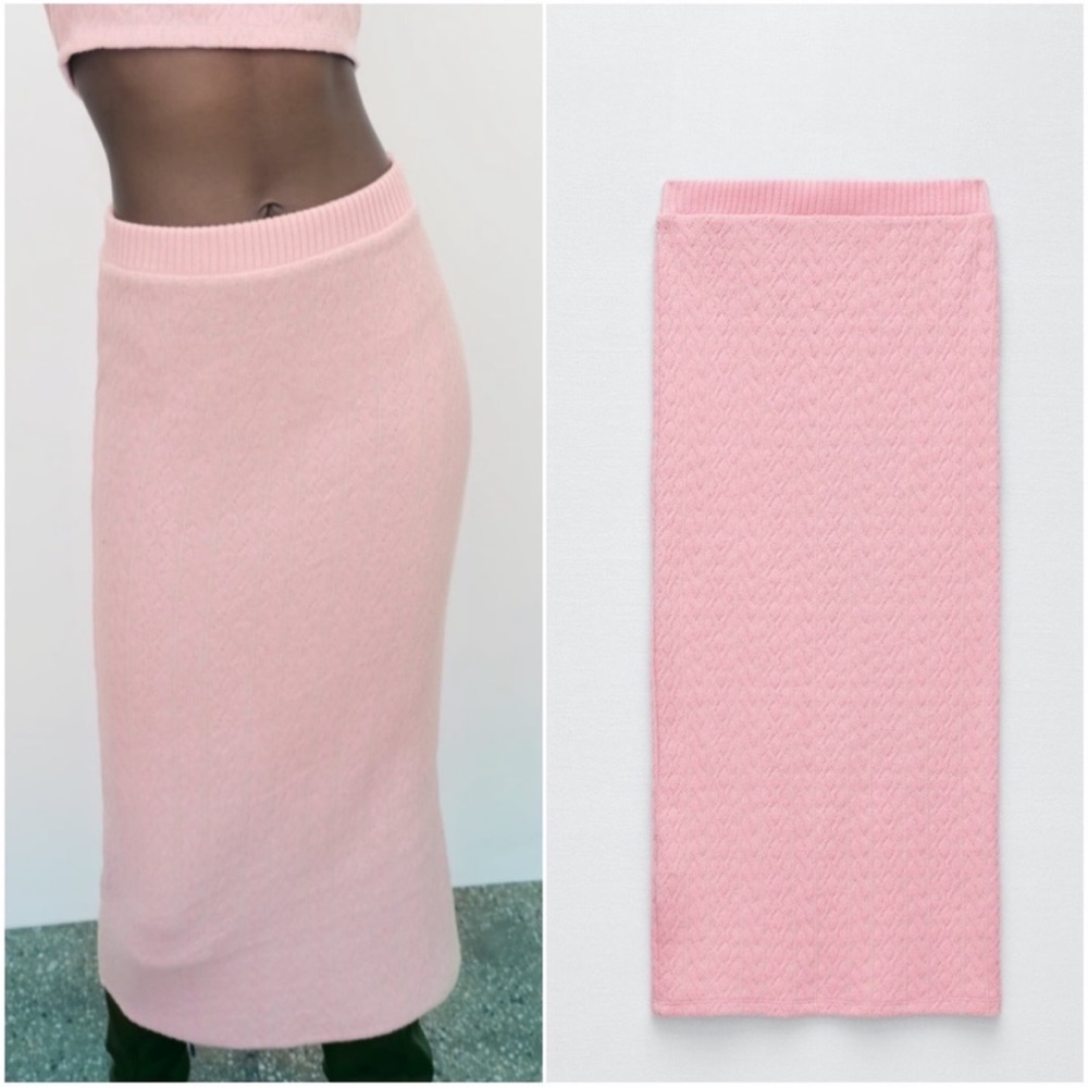 Zara Pink Sweater High Waist Skirt